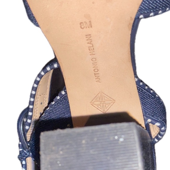 Antonio Melani 8M Denim Ankle Strap Block Heels - Picture 3 of 4